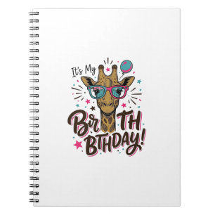 Giraffe Birthday Vintage Engraving Party Shirt_1 Notebook