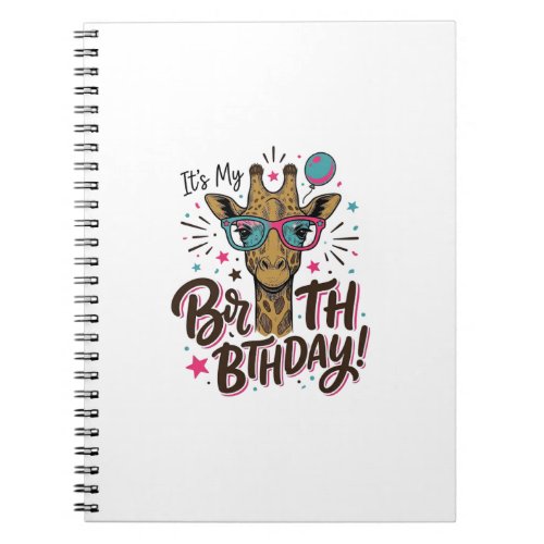 Giraffe Birthday Vintage Engraving Party Shirt_1 Notebook