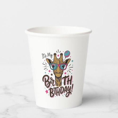 Giraffe Birthday Vintage Engraving Party Shirt_1 Paper Cups