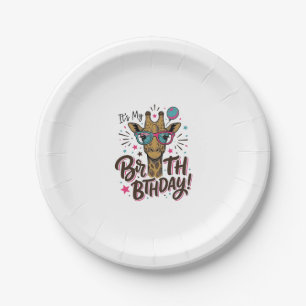 Giraffe Birthday Vintage Engraving Party Shirt_1 Paper Plates