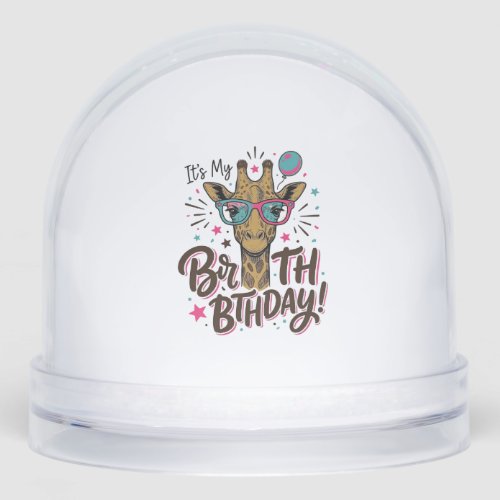 Giraffe Birthday Vintage Engraving Party Shirt_1 Snow Globe