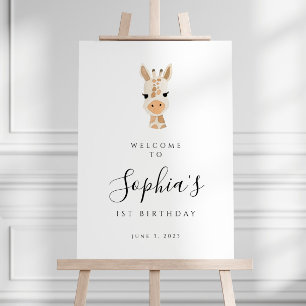 Giraffe Birthday Welcome Sign
