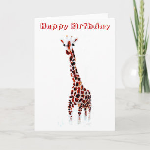 Giraffe Birthday Wildlife Art Card