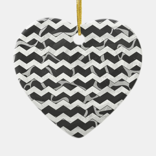 Giraffe Black and Gray Chevron Pattern Ceramic Ornament (Front)