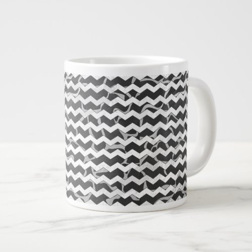 Giraffe Black and Gray Chevron Pattern Giant Coffee Mug