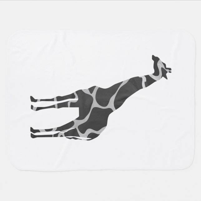 Giraffe Black and Gray Silhoutte Baby Blanket (Horizontal)