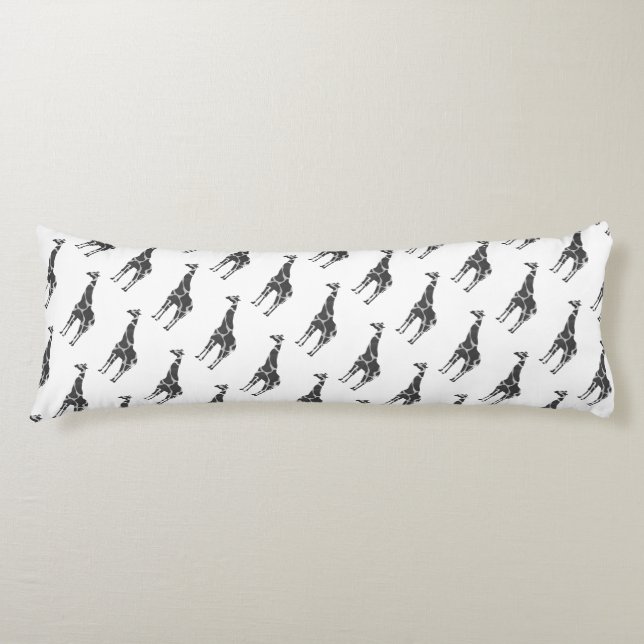 Giraffe Black and Gray Silhoutte Body Pillow (Front)