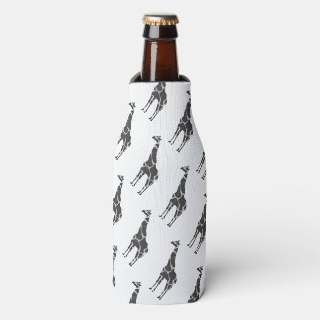 Giraffe Black and Gray Silhoutte Bottle Cooler (Bottle Front)