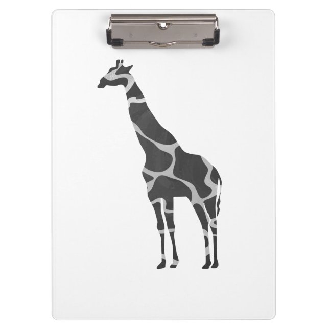 Giraffe Black and Gray Silhoutte Clipboard (Front)