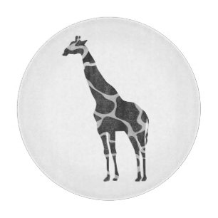 Giraffe Black and Gray Silhoutte Cutting Board