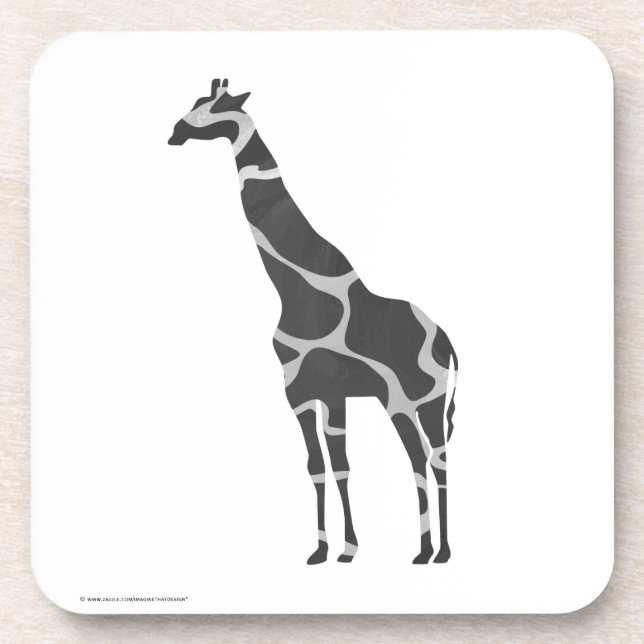Giraffe Black and Gray Silhoutte Drink Coaster (Front)