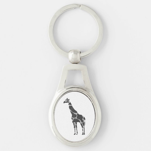 Giraffe Black and Gray Silhoutte Keychain (Front)