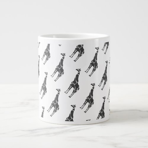 Giraffe Black and Gray Silhoutte Large Coffee Mug