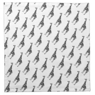 Giraffe Black and Gray Silhoutte Napkin