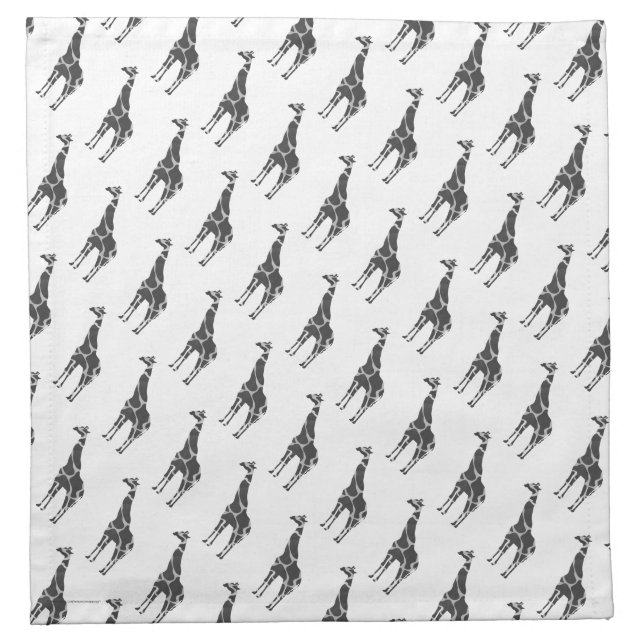 Giraffe Black and Gray Silhoutte Napkin (Front)