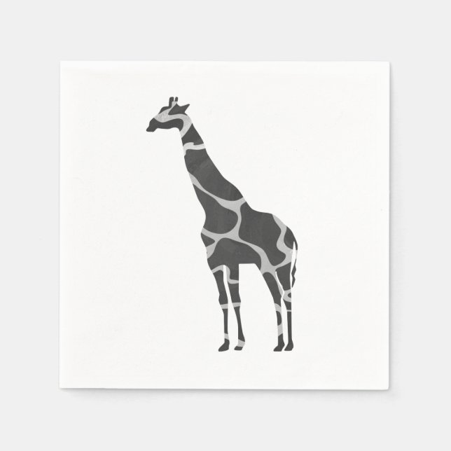 Giraffe Black and Gray Silhoutte Napkins (Front)