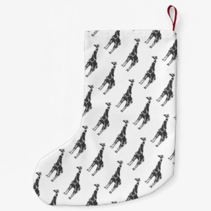Giraffe Black and Gray Silhoutte Small Christmas Stocking