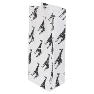 Giraffe Black and Gray Silhoutte Wine Gift Bag