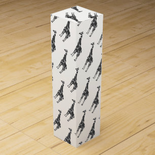 Giraffe Black and Gray Silhoutte Wine Gift Box