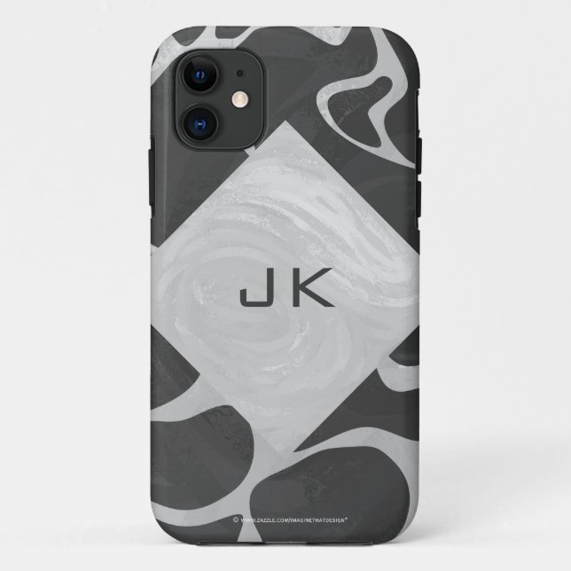 Giraffe Black and Light Gray Monogram Case-Mate iPhone Case (Back)