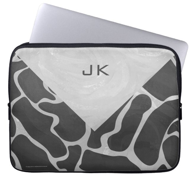 Giraffe Black and Light Gray Monogram Laptop Sleeve (Front)