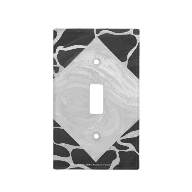 Giraffe Black and Light Gray Monogram Light Switch Cover (Front)