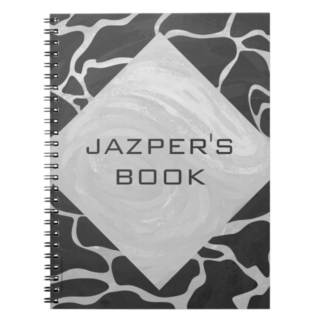 Giraffe Black and Light Gray Monogram Notebook (Front)