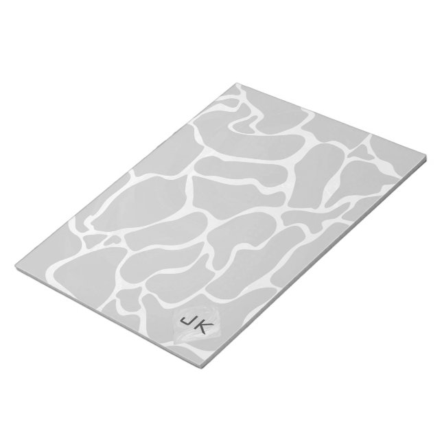 Giraffe Black and Light Gray Monogram Notepad (Angled)