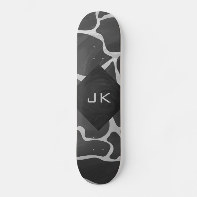Giraffe Black and Light Gray Monogram Skateboard Deck (Front)