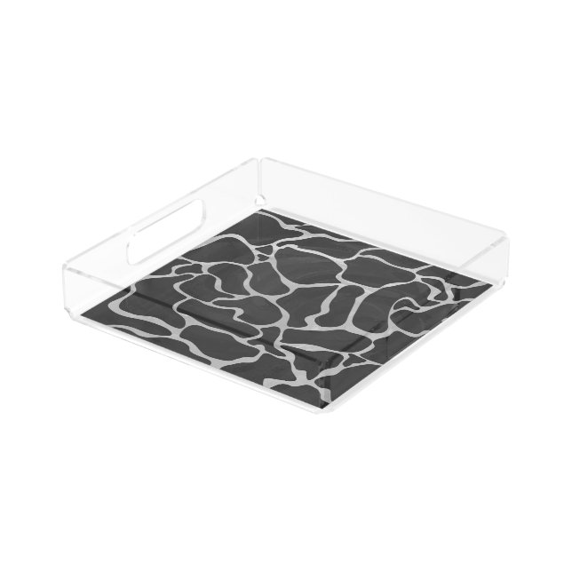 Giraffe Black and Light Gray Print Acrylic Tray (Angled)