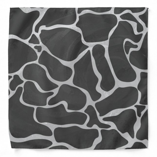 Giraffe Black and Light Gray Print Bandana (Front)