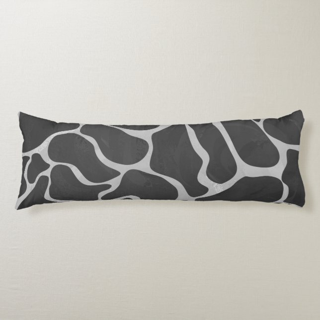 Giraffe Black and Light Gray Print Body Pillow (Front)