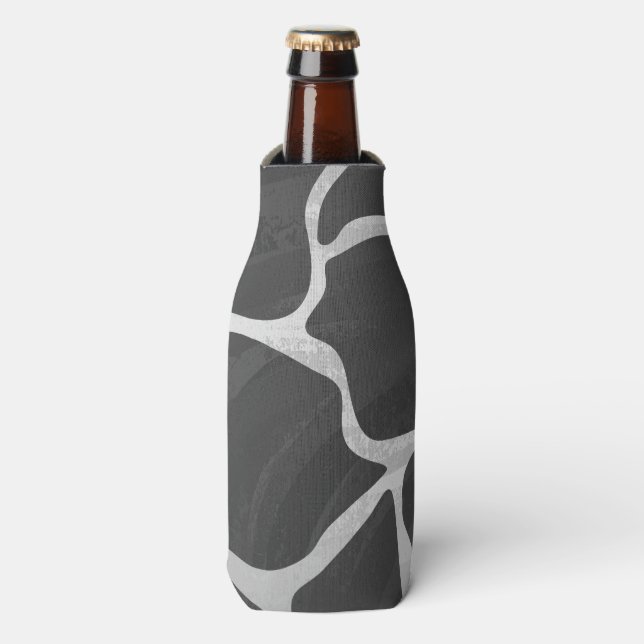 Giraffe Black and Light Gray Print Bottle Cooler (Bottle Front)
