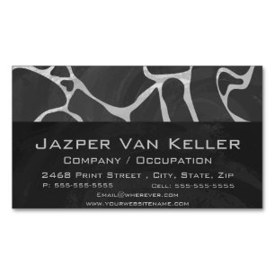 Giraffe Black and Light Gray Print Business Card Magnet