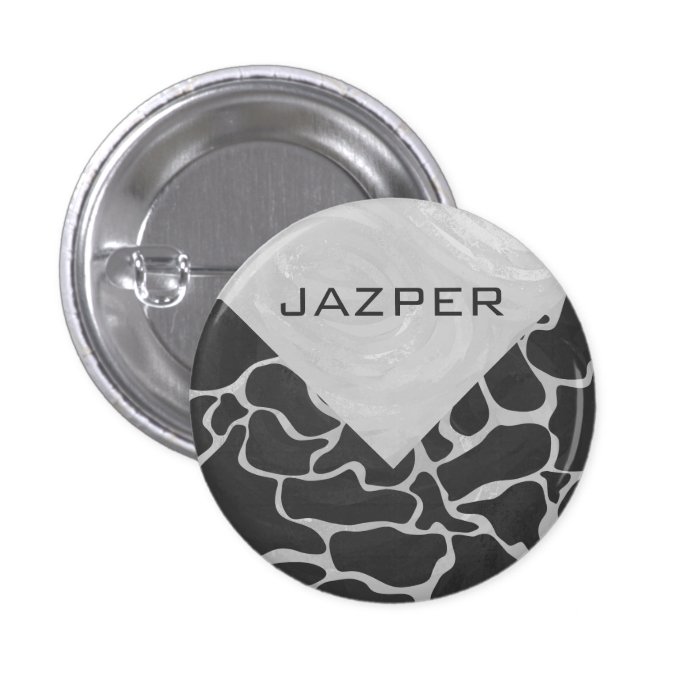 Giraffe Black and Light Gray Print Buttons