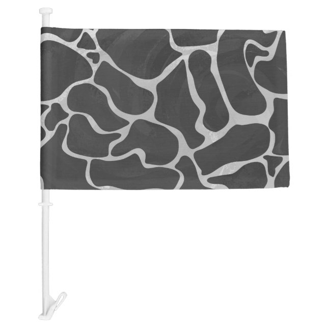 Giraffe Black and Light Gray Print Car Flag (Front)