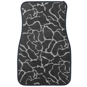 Giraffe Black and Light Gray Print Car Mat
