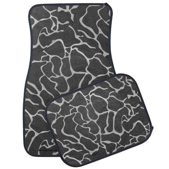 Giraffe Black and Light Gray Print Car Mat (Set)