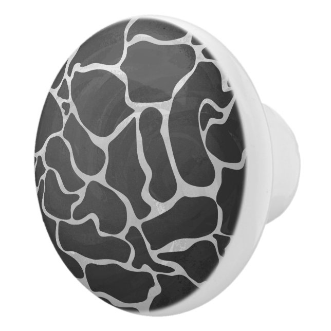 Giraffe Black and Light Gray Print Ceramic Knob (Right)