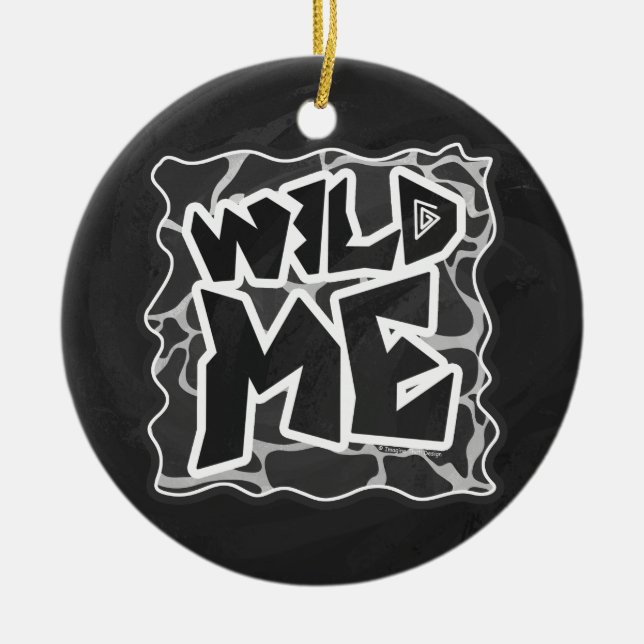 Giraffe Black and Light Gray Print Ceramic Ornament (Front)