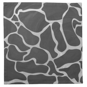 Giraffe Black and Light Gray Print Cloth Napkin