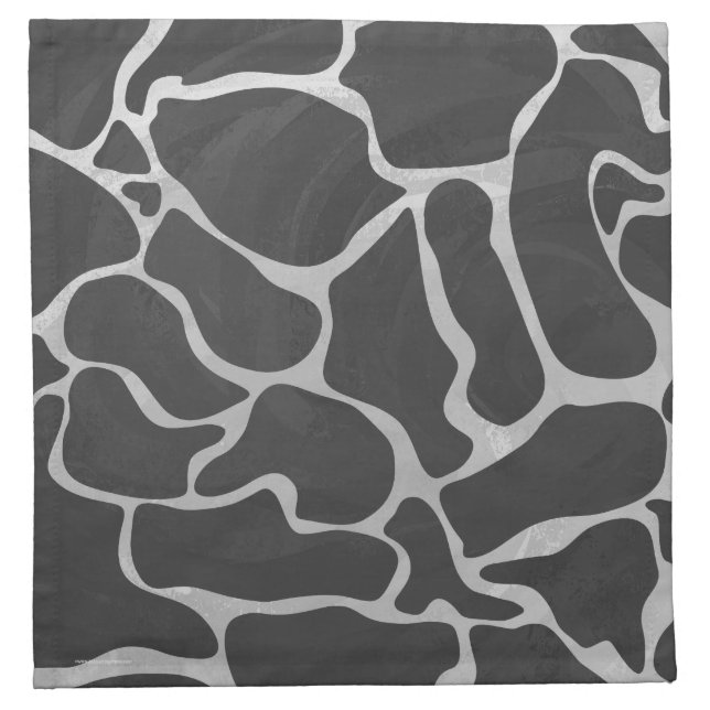 Giraffe Black and Light Gray Print Cloth Napkin (Front)