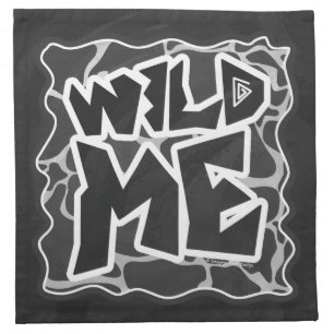 Giraffe Black and Light Gray Print Cloth Napkin