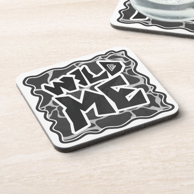 Giraffe Black and Light Gray Print Drink Coaster (Left Side)