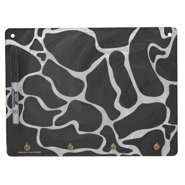 Giraffe Black and Light Gray Print Dry Erase Board With Keychain Holder (Front)