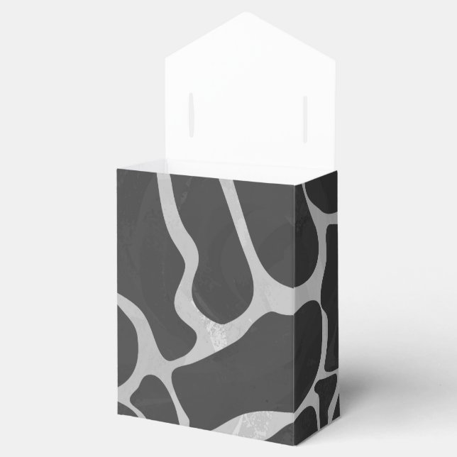 Giraffe Black and Light Gray Print Favor Boxes (Opened)