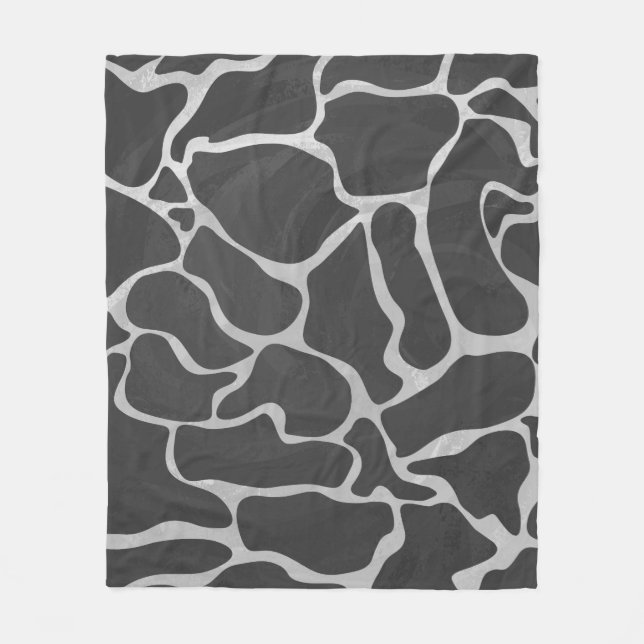 Giraffe Black and Light Gray Print Fleece Blanket (Front)
