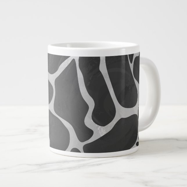 Giraffe Black and Light Gray Print Giant Coffee Mug (Front Right)