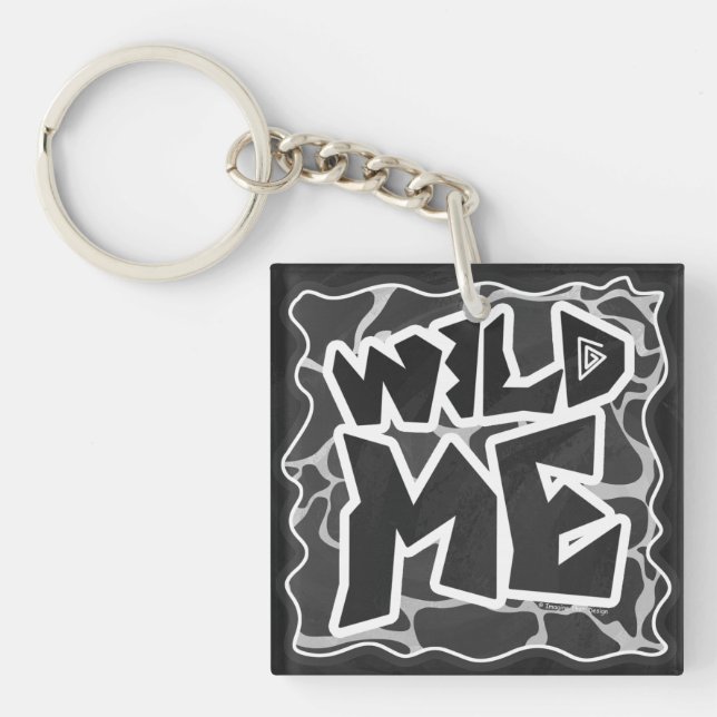 Giraffe Black and Light Gray Print Keychain (Front)
