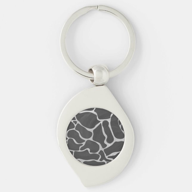 Giraffe Black and Light Gray Print Keychain (Front)